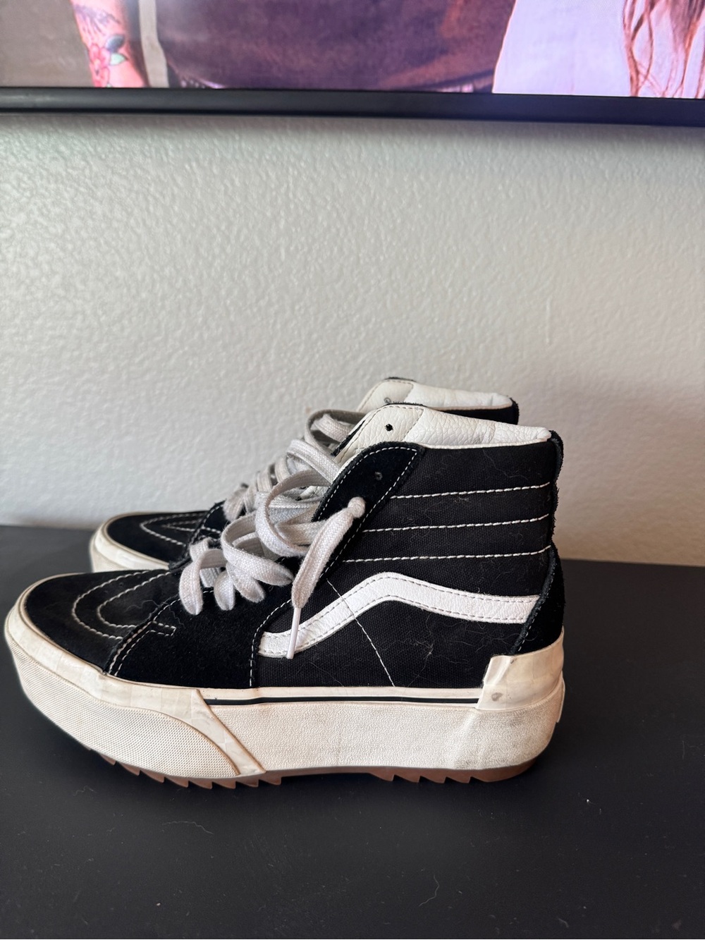 Vans Black & White High-Top Platform Sneakers
